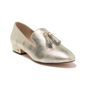 Karl Lagerfeld Gold Clover Tassel Flats Loafers